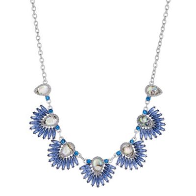 Designer blue statement fan necklace